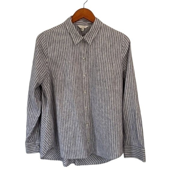 Lucky Brand Striped Button Up Tunic Shirt Long Sleeve Cotton Chest Pocket - Picture 16 of 16